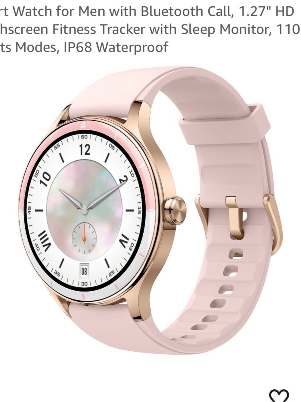 Pink Smartwatch with Silicone Band - Modern Wearable